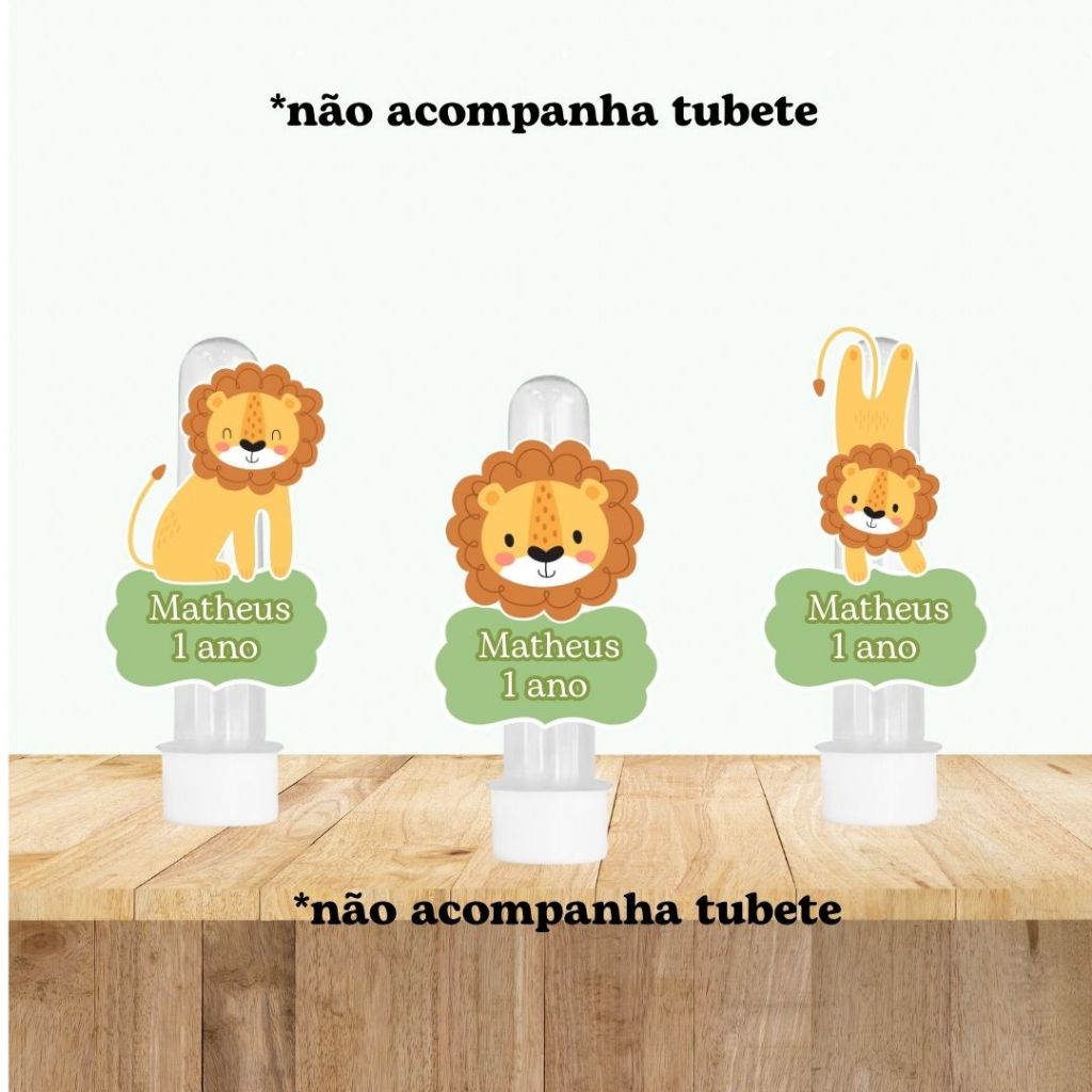 Aplique para tubete tema leãozinho leão safari para festa de aniversário Lembrancinha Criativa