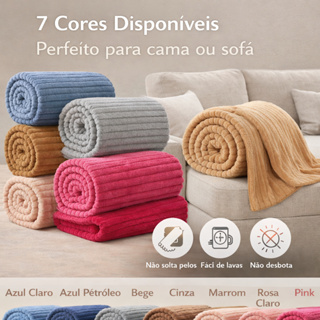Manta Cobertor Casal Microfibra Canelada Antialérgica Coberta Macia Riscada Quentinha 1,80x2,00Mt em Oferta na Shopee