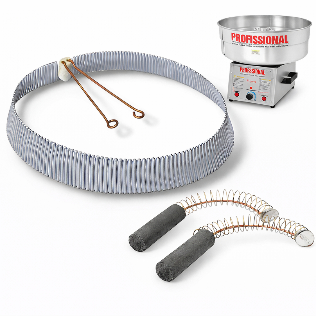 Kit Completo Resistência Algodoinha E Escovas De Carvão Para Máquina De Algodão Doce Pinheiro