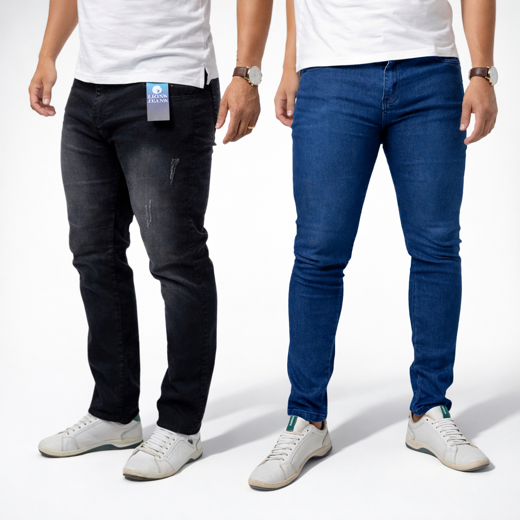 Kit Calça Jeans Masculina Slim Preta Puído Azul Clara Escuro Used Lycra Elastano COPA DO MUNDO