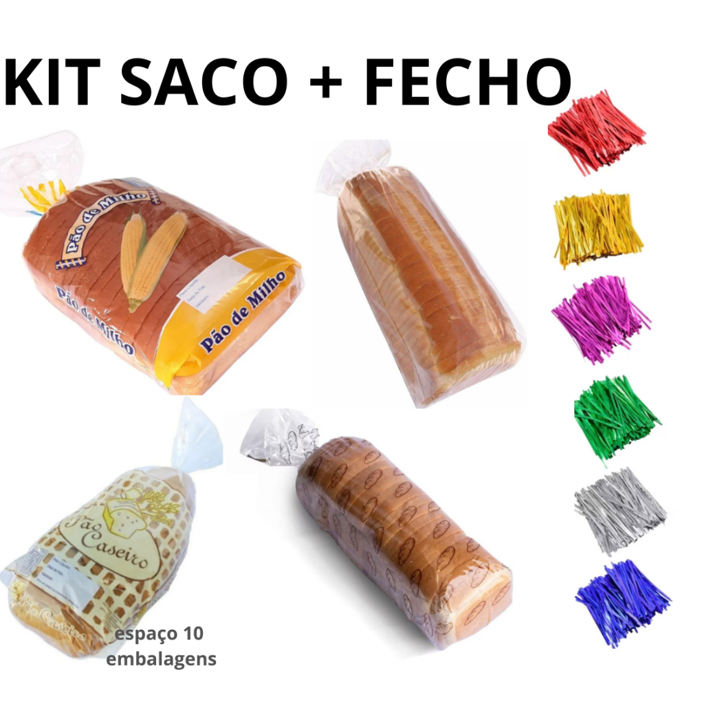 kit 100 saco + 100 fecho p/ PÃO caseiro e de forma saquinho + fecho para pão caseiro de forma em Oferta na Shopee