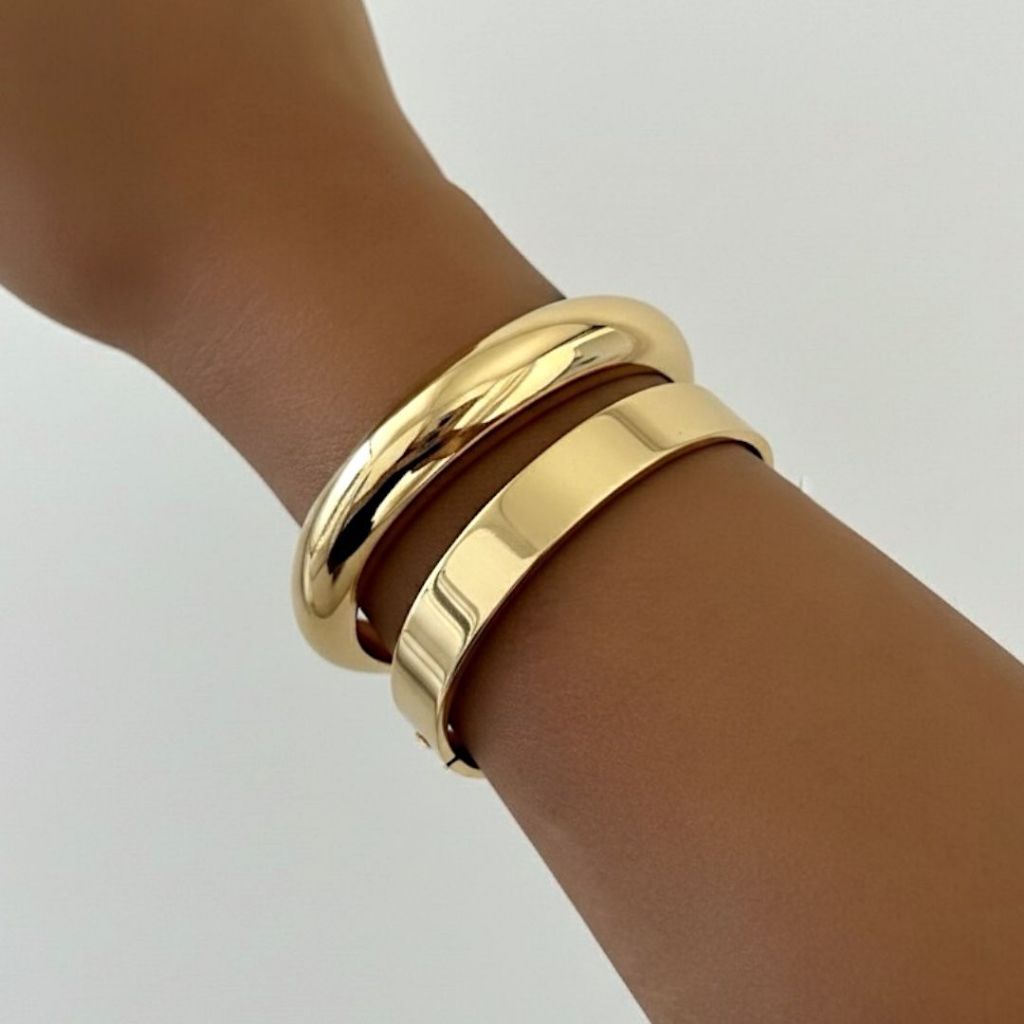 Pulseira Bracelete Liso Orgânico Dourado Material ABS Estilo Maxi Estruturado Elegante em Oferta na Shopee