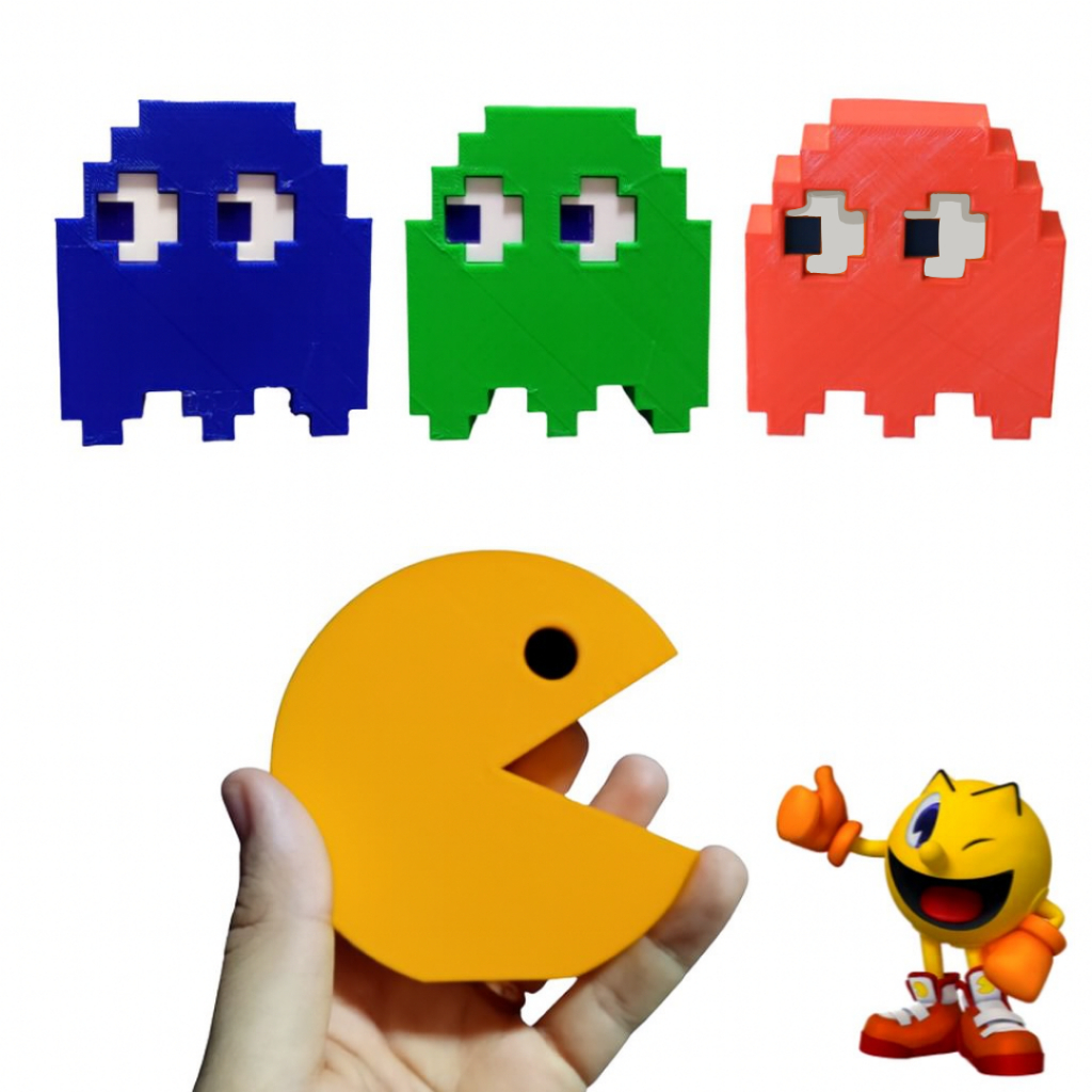 Kit  Bonecos Pac-man Decorativos Geek Peça Unitario feita em 3D Presente Criativo Anos 80 em Oferta na Shopee