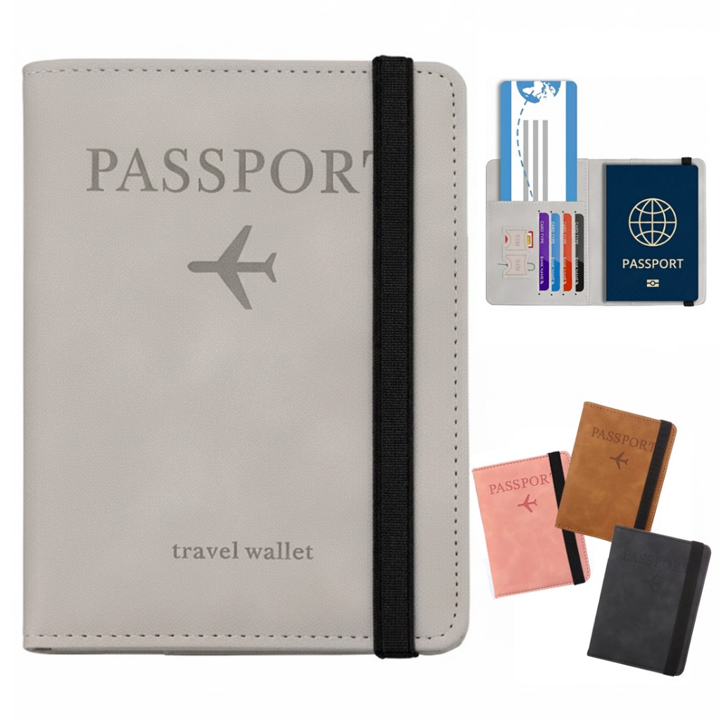 Imagem Carteira Porta Passaporte Capa para Documentos Dinheiro Cartão Proteção RFID