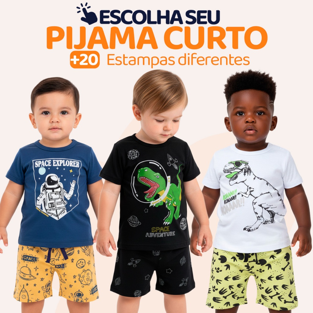 Pijama Curto para Bebê Menino Confortavel com Estampas e Divertidas Pijama Verão Roupa para Bebê Menino do 1 ao 10 l05 em Oferta na Shopee
