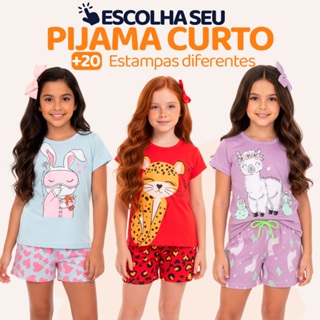 Pijama Infantil Menina Manga Curta com Estampas Fofas e Conforto Roupa Infantil Feminino Verão Calor. L05 em Oferta na Shopee