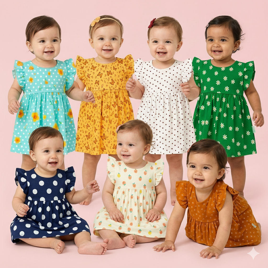 Vestido para Bebê de Verão Estampado Confortável e Leve