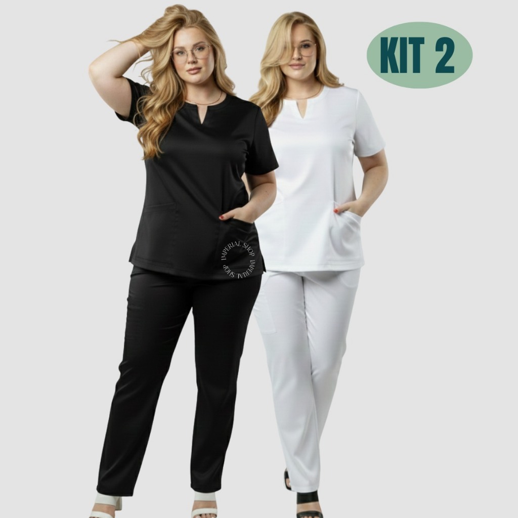 Kit 2 Scrub Pijama Hospitalar Oxford Scrub Plus Size Enfermagem G3 -israel