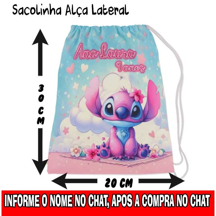 Kit Mochilinha Sacochila Sacolinha Mochila Saco Saquinho Lembrancinha Brinde Aniversario Personalizadas LiLo Stich