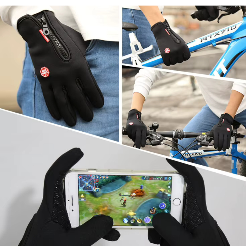 Luva Térmica Flanelada Unissex - Impermeável Touch Screen para Moto & Bicicleta