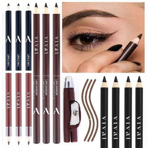 Lápis de Olho Duração 24 hrs/Sobrancelhas Marrom Preto e Misto Maquiagem Vivai