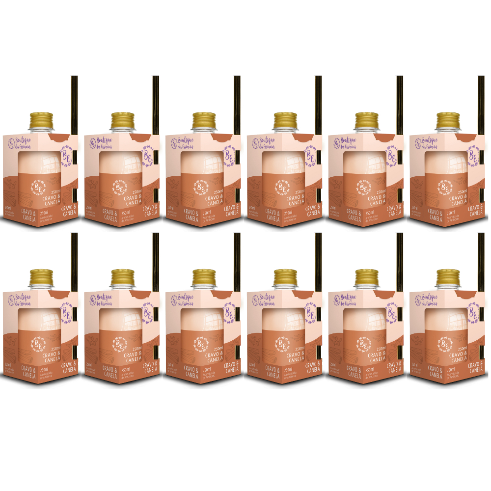 12 Difusor de ambiente Cheirinho 250ml Boutique Cravo E Canela