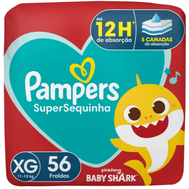 Detalhes do Fralda Pampers Supersequinha Xg Com 56 Unidades