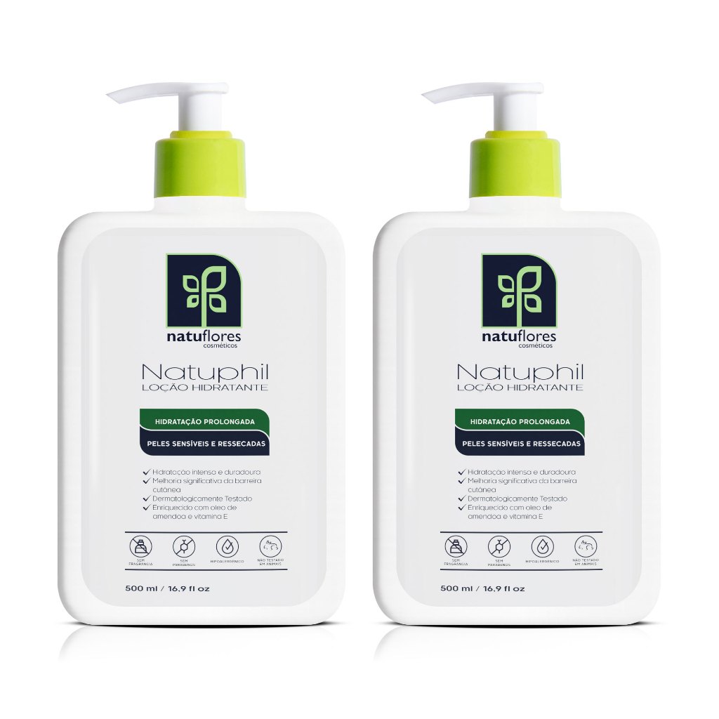 Kit 2x Natuphil Loção Hidratante 500ml para Peles Sensíveis e Ressecadas Natuflores