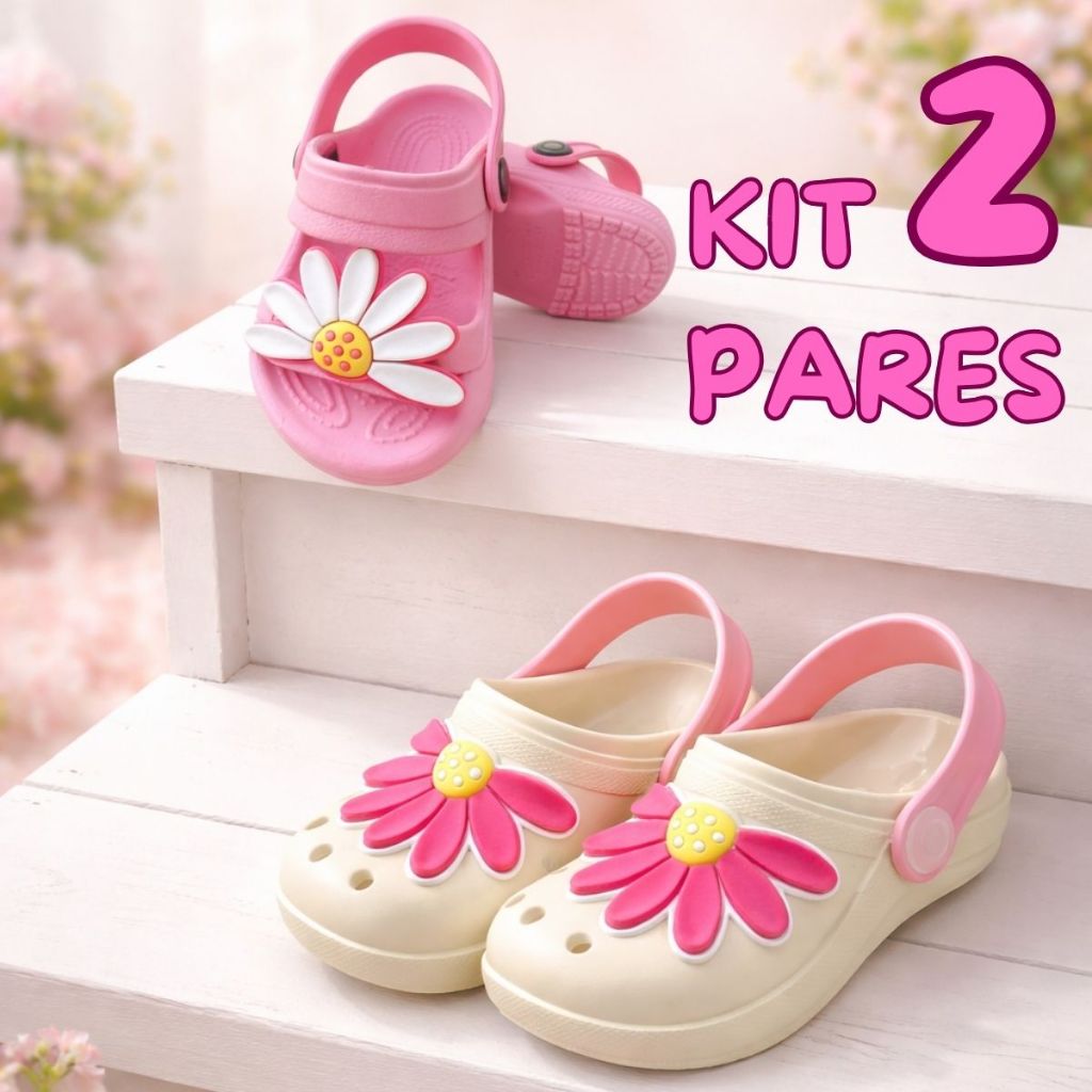 Kit 2 Pares Papete Menina Babuche Criança Leve Confortável Natal em Oferta na Shopee