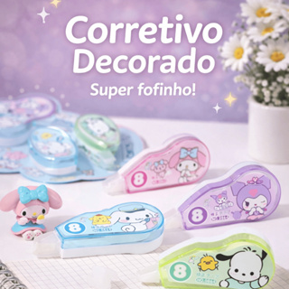 4 Corretivo de Fita Escolar Turma da Hello Kitty Branquinho de 32 Metros Personagens Sanrio Kawaii em Oferta na Shopee