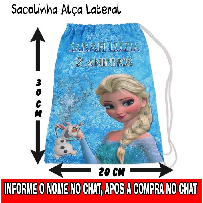 Kit Mochilinha Sacolinha Mochila Saco Sacochila Saquinho Lembrancinha Brinde Aniversario Personalizadas Frozen