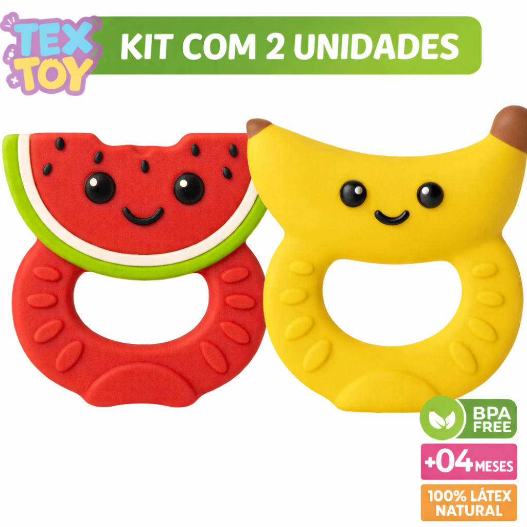 Kit 02 Unidades Mordedor para Bebê Infantil Formato Frutinhas Seguro Macio Alívio Gengiva Dentinhos em Oferta na Shopee