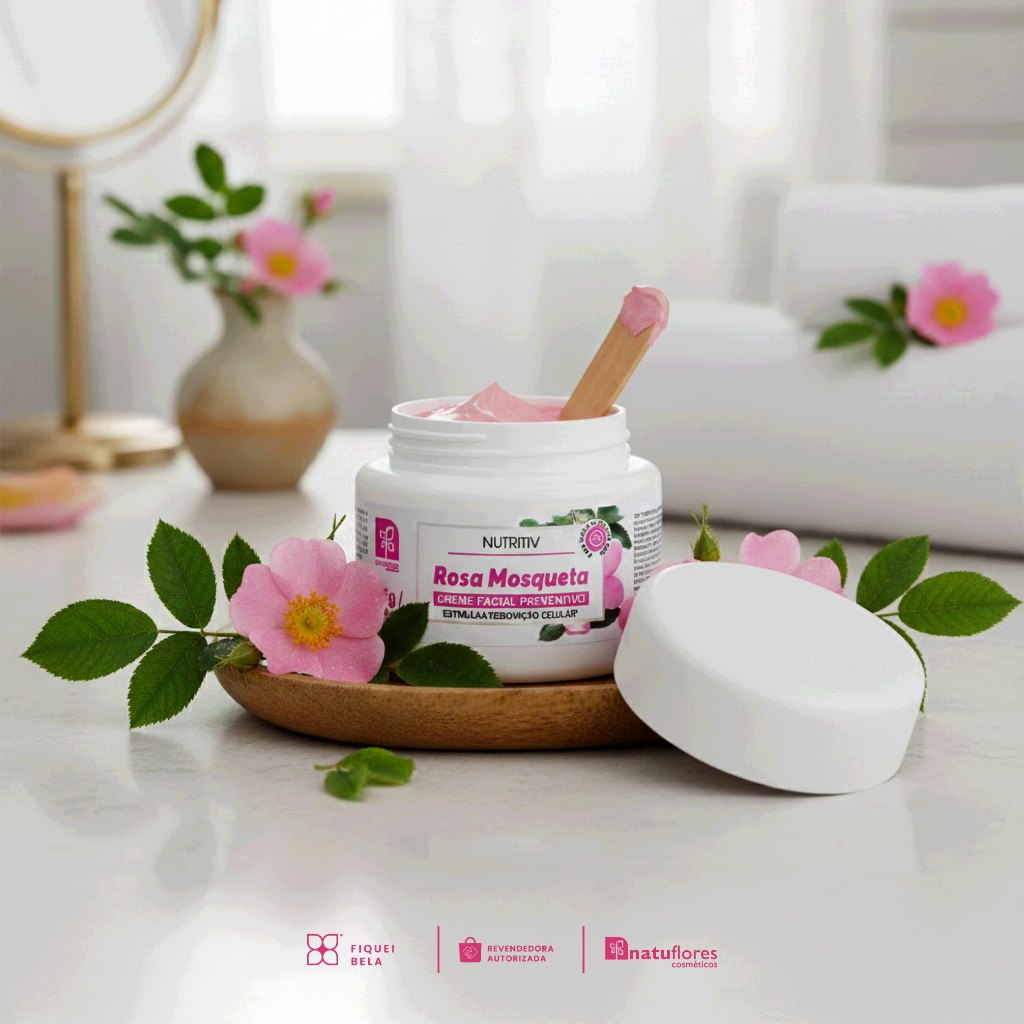 Detalhes do Kit 3x Nutritiv Creme Facial Preventivo Rosa Mosqueta 55g Regenera e Fortalece Natuflores