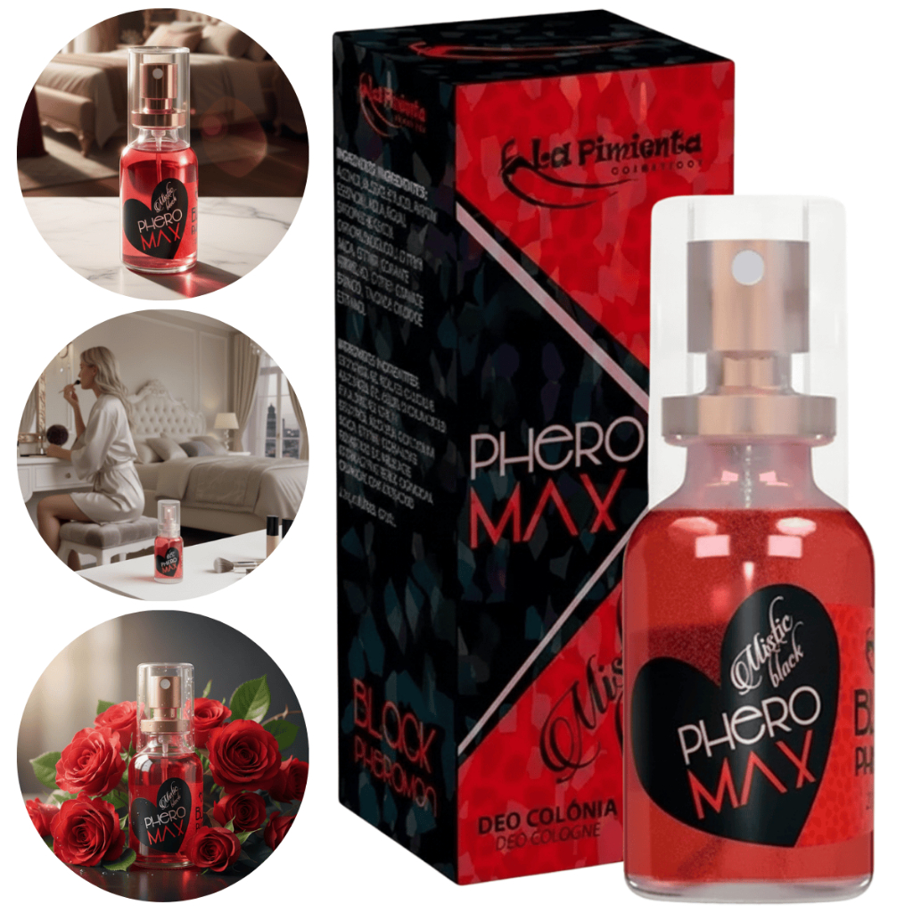 Deo Colônia Phero Max La Pimienta Perfume Spray Linha Black Unisex 20ml Aroma Sedutor