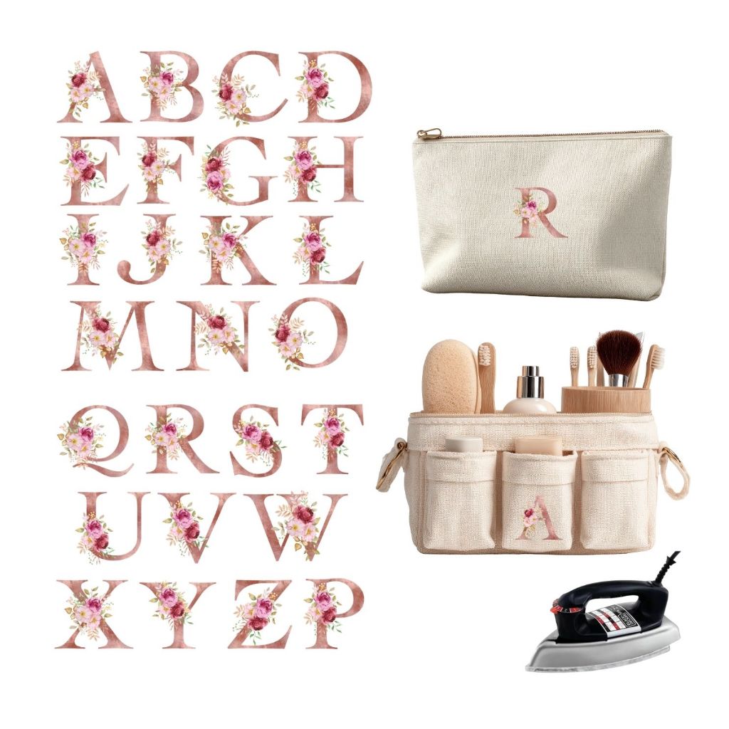 Adesivo Patch Termocolante Monograma Floral Rose Letras 3cm DTF Têxtil para Roupas Tecidos Ferro em Oferta na Shopee