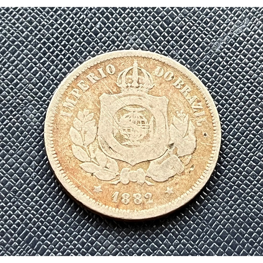 Moeda de 100 Réis 1882 MBC do Império. Peça escassa para completar Álbum