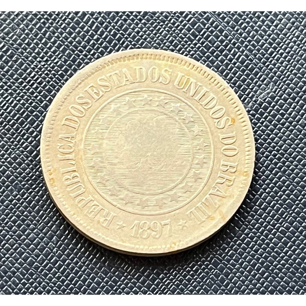 Moeda de 200 Réis 1897 MBC da República. Peça escassa para completar Álbum