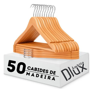 Kit 50 Cabide de Madeira Marfim Com Verniz Gancho Em Metal Reforçado Adulto Ambito Dlux em Oferta na Shopee