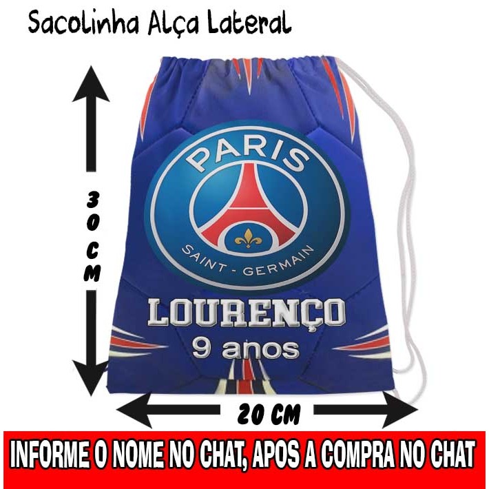 Kit Mochilinha Sacolinha Mochila Saco Sacochila Saquinho Lembrancinha Brinde Aniversario Personalizadas Futebol PSG