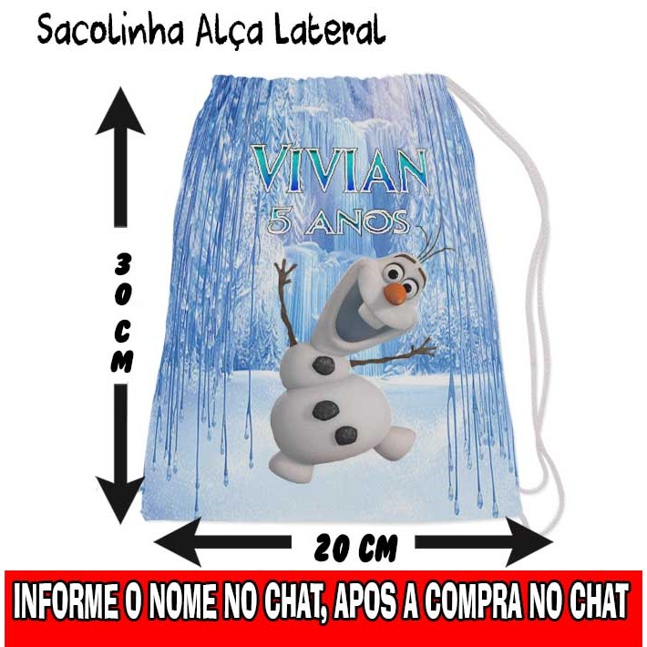 Kit Mochilinha Sacolinha Mochila Saco Sacochila Saquinho Lembrancinha Brinde Aniversario Personalizadas Frozen