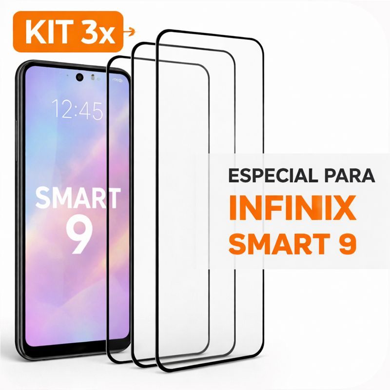 Kit 3 Películas de Vidro 3D Para Infinix Smart 9 – Anti Risco e Alta Resistência + 3 Kit Limpeza em Oferta na Shopee