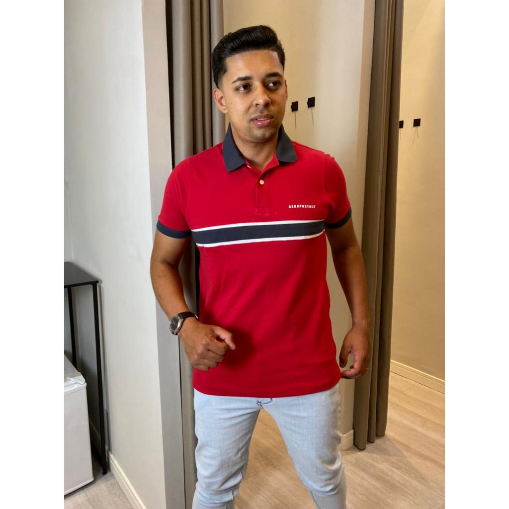 Polo Aeropostale Exclusiva Masculino 2026 Vermelho