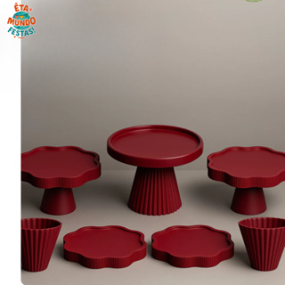 KIT FESTA COM 1 BOLEIRA ELEGANCE + 2 PORTA DOCE FLOR + 2 BANDEJA FLOR + 2 VASO ELEGANCE em Oferta na Shopee