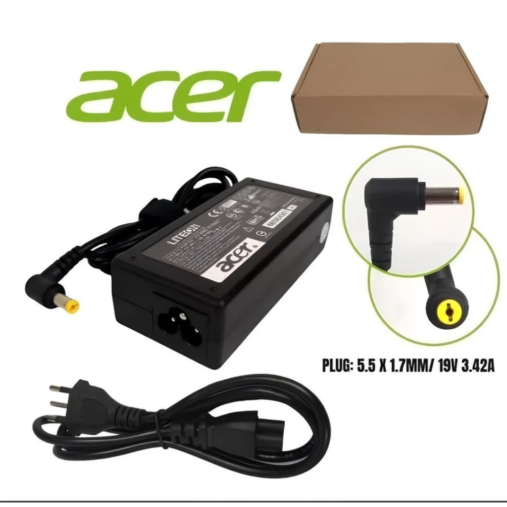 Fonte Carregador De Notebook Acer Bivolt 19v 3,42a 5.5*1.7mm Preto