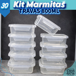 Kit Marmitas Potes 800ml com Travas Laterais Vedação BPA FREE Organizadores de Congelador Plastico em Oferta na Shopee