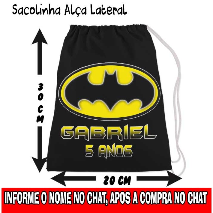 Kit Mochilinha Sacolinha Mochila Saco Sacochila Saquinho Lembrancinha Brinde Aniversario Personalizadas BatMan