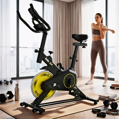 BICICLETA ERGOMÉTRICA SPINNING BIKE FITNESS S4 BEON AMARELO 8KG DE INÉRCIA