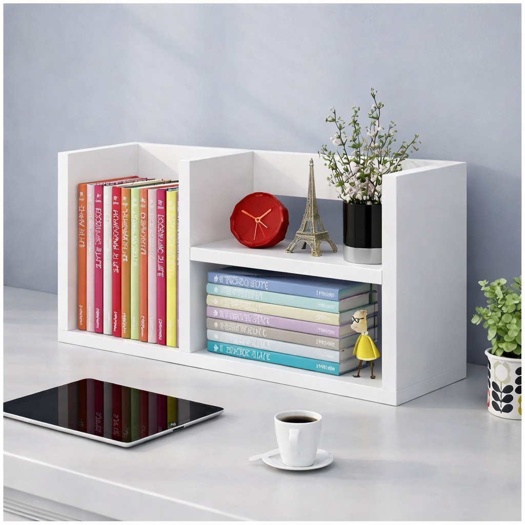 Livreiro de Mesa Mini Estante Para livros Branco Porta Livros Leitura Fácil MDF Original