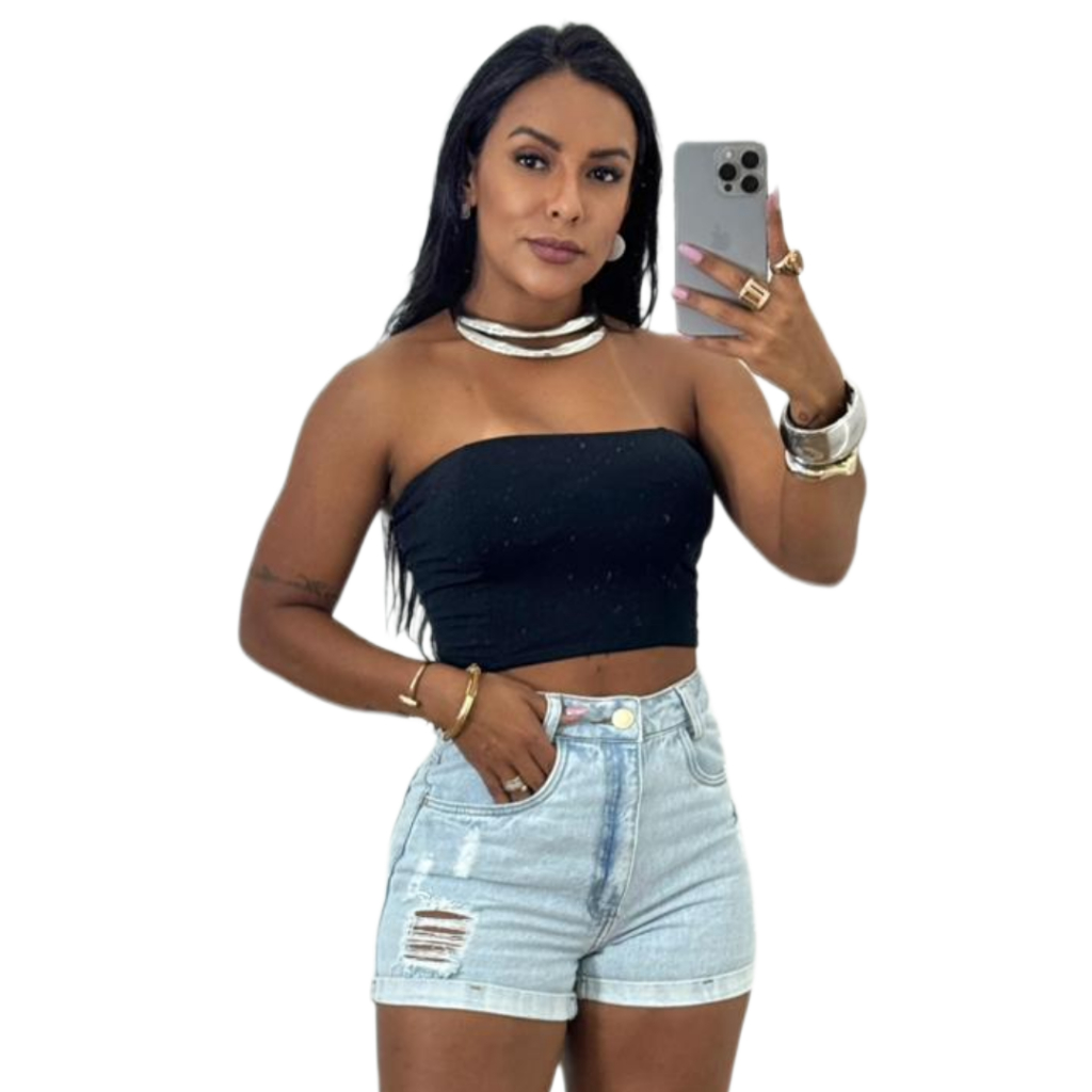 Short Jeans Feminino Hot Pants Cintura Alta – Destroyed Desfiado, Rasgado na Perna, Estilo Blogueira, Jeans Premium