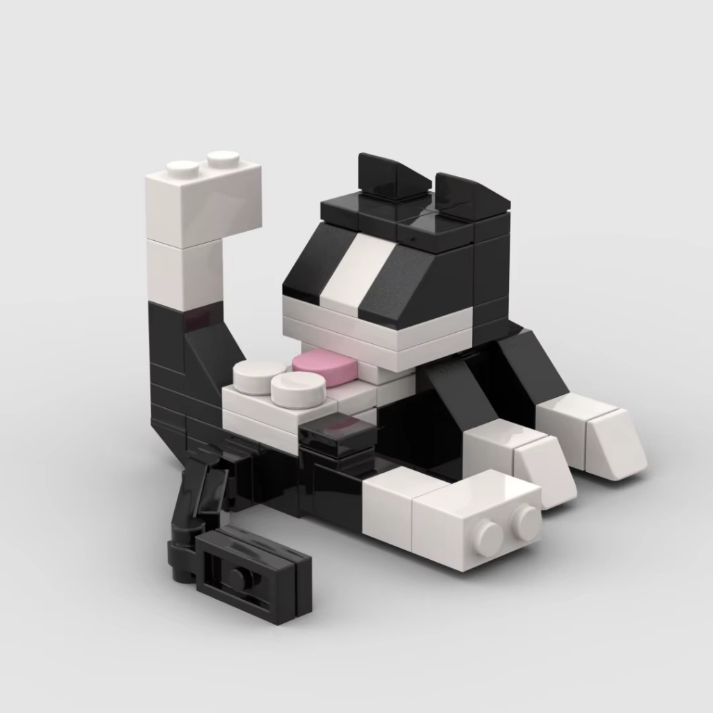 Gato Gatinho Mini Lego Articulado Colecionável Decorativo Bloco de Montar 62 Peças Cat Engraçado