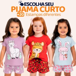 Pijama Infantil Bebê Menina Manga Curta com Estampas Fofas e Conforto Roupa para dormir Bebê Feminino Verão Calor L05