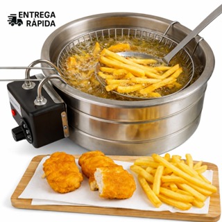 Fritadeira Elétrica em inox tacho 5 litros profissional em inox souzza shop pastel batata frita profissional lanchonete em Oferta na Shopee