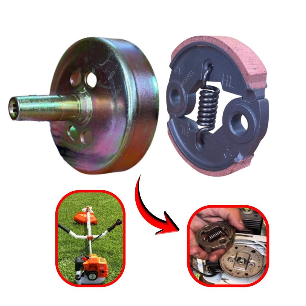 Kit Embreagem Completa rossel + Tambor de embreagem 9 estrias Rossel para Roçadeiras 43cc 52cc 430cc duravel