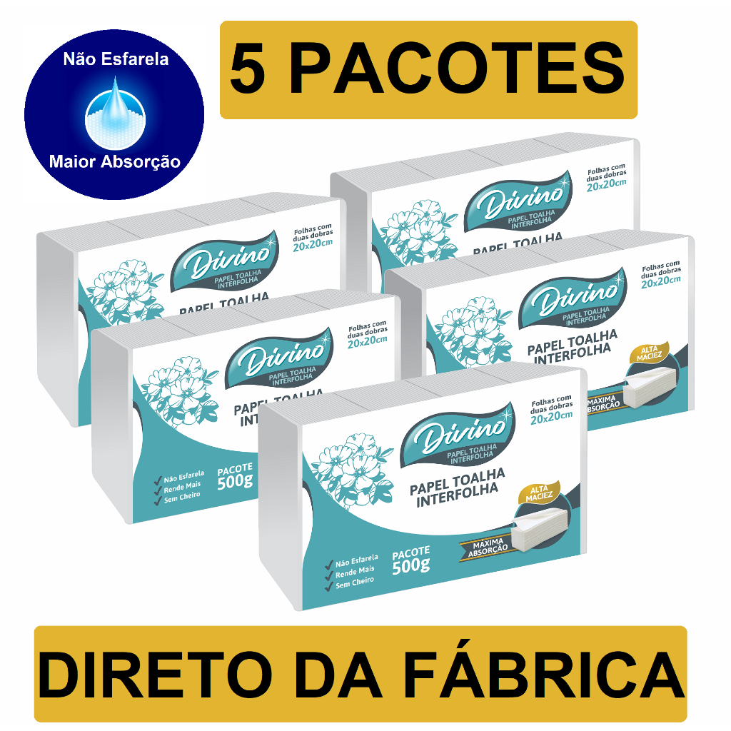 Papel Toalha Branco Interfolha Para Secar As Mãos Banheiro 5.000 Folhas Interfolhado Dobras Branco