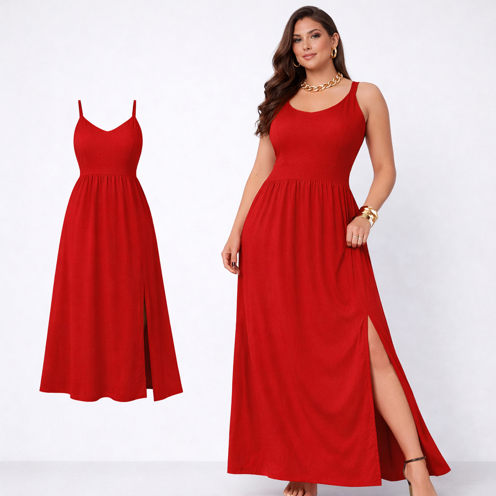 Vestido Feminino Longo Viscolinho Liso com Fenda Casual Elegante Verão em Oferta na Shopee