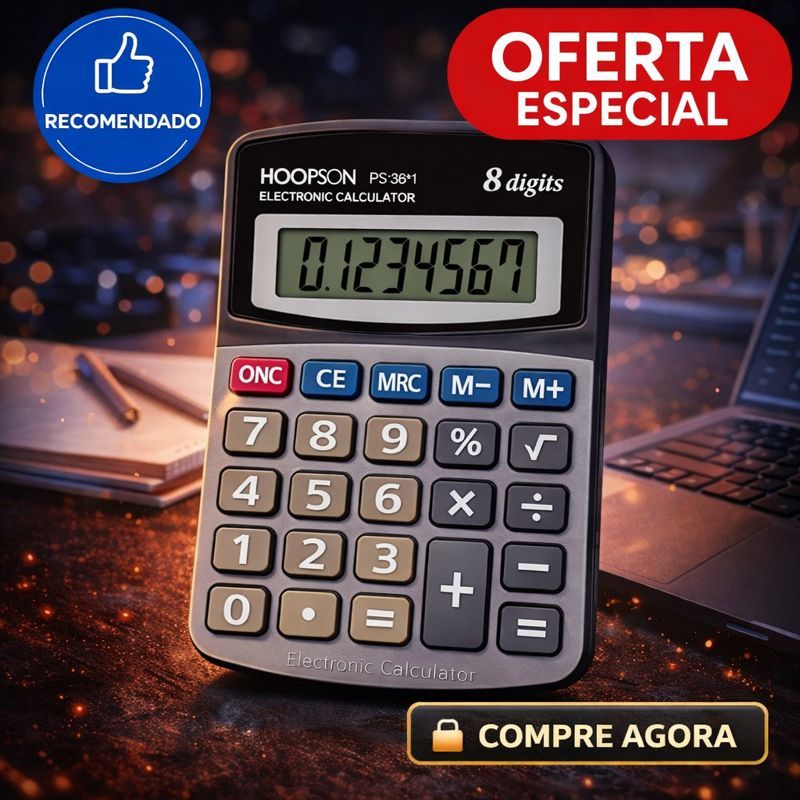 Calculadora Grande 8 Dígitos Visor Inclinado Cálculos Financeiros Escritório Escolar em Oferta na Shopee