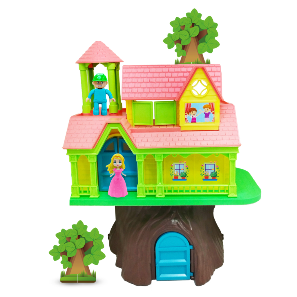 Casinha na Árvore Casa Infantil Brinquedo Menina com 2 Andares + Bonecos em Oferta na Shopee