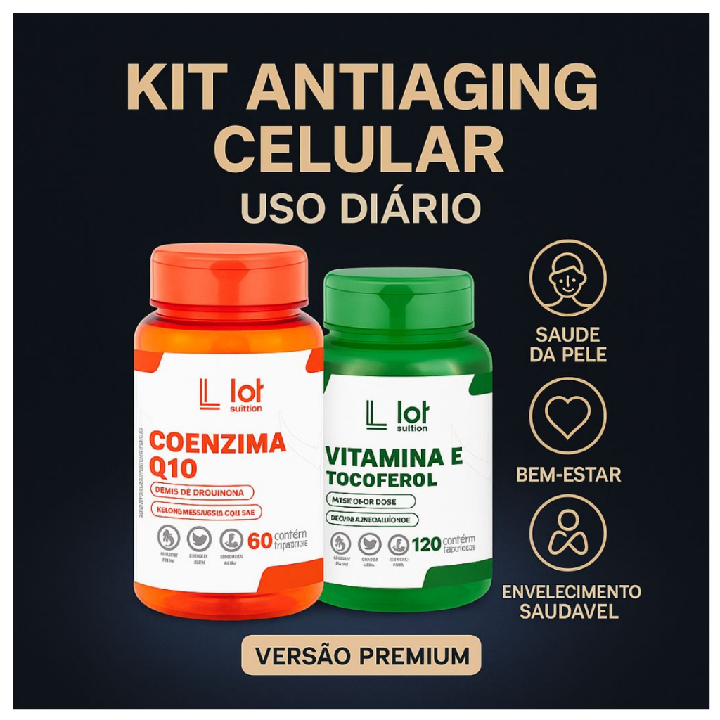 Kit Antiaging Celular Vitamina E + Coenzima Q10 Uso Diário Lot Nutrition