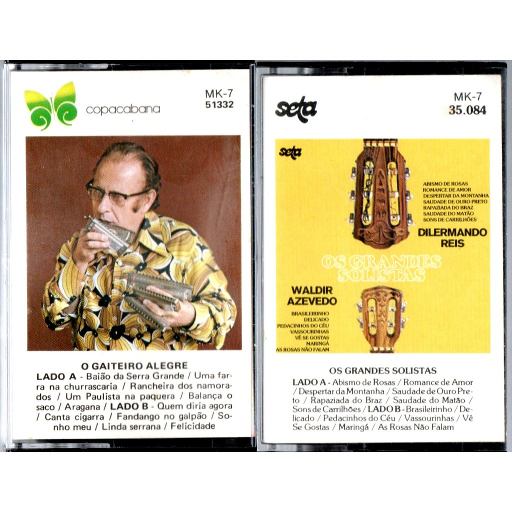 FITAS K7 - O GAITEIRO ALEGRE - FRED WILLIAN/OS GRANDES SOLISTAS - DILERMANO REIS E WALDIR AZEVEDO - (2 FITAS)