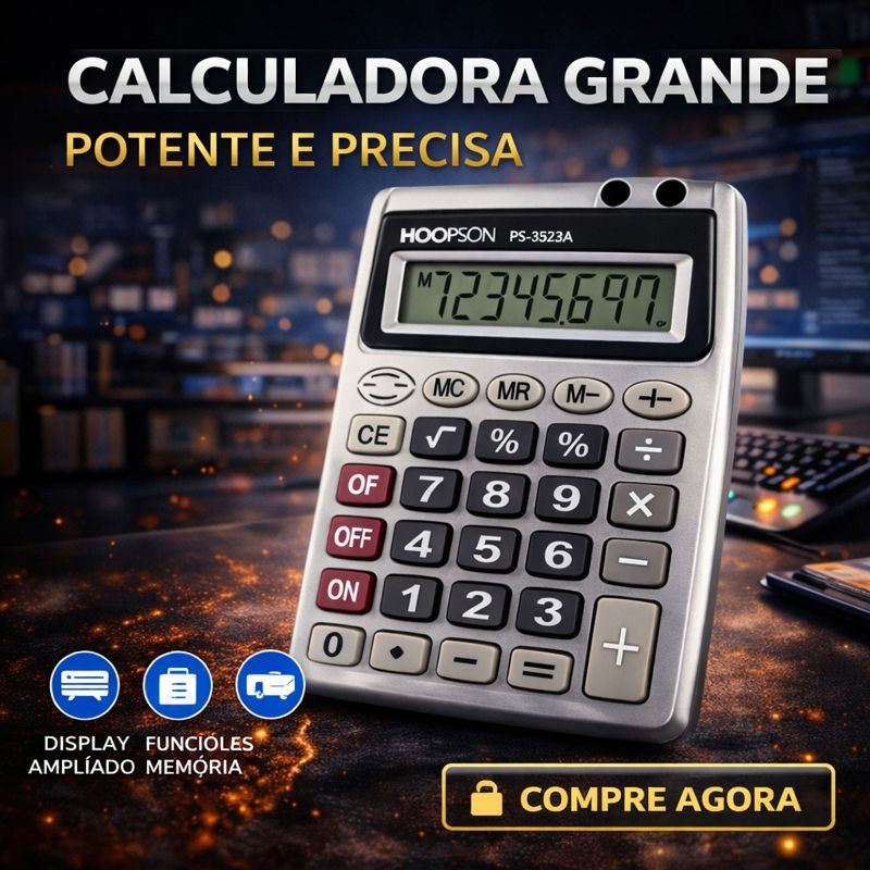 Calculadora de Mesa 8 Dígitos Visor Grande Portátil Escolar Escritório com Raiz Quadrada em Oferta na Shopee
